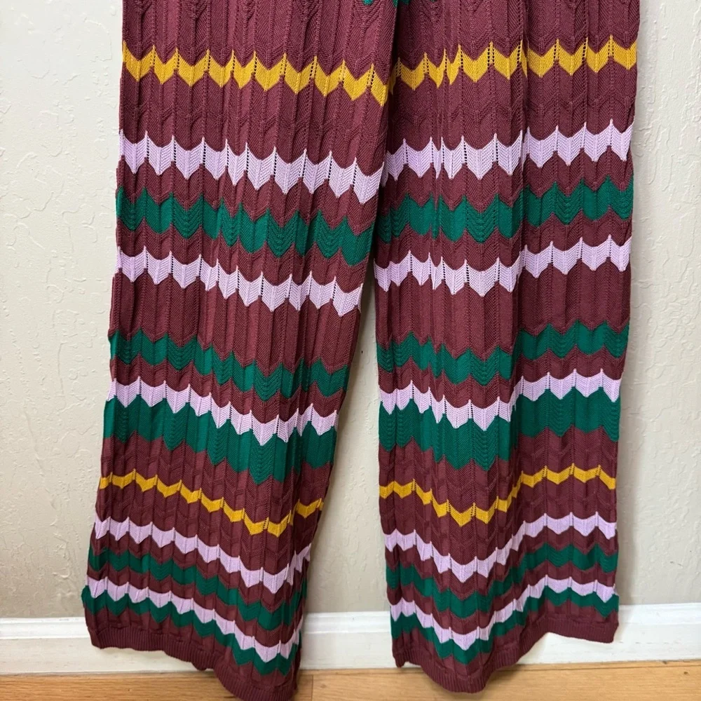 NWT M MISSONI Wide Leg Knit Jumpsuit Long Overalls Zig Zag Pattern V-Neck XS - Picture 12 of 16